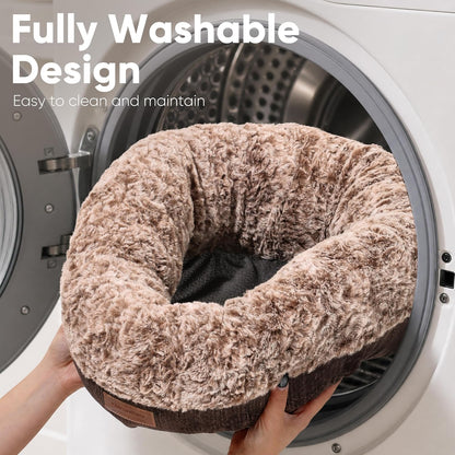 Extra Thick Plush Dog Bed, Calming Donut, Anti-Anxiety & Washable
