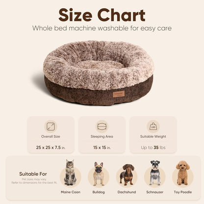 Extra Thick Plush Dog Bed, Calming Donut, Anti-Anxiety & Washable