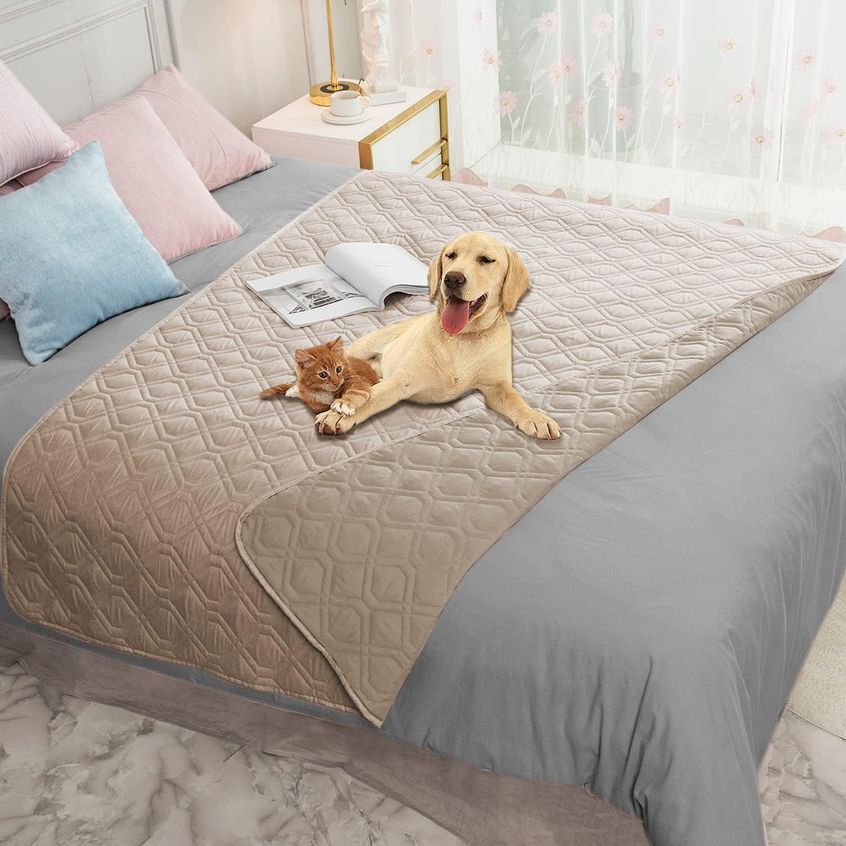 Waterproof Dog Bed Cover Pet Blanket for Furniture Bed Couch Sofa Reversible - Colors A