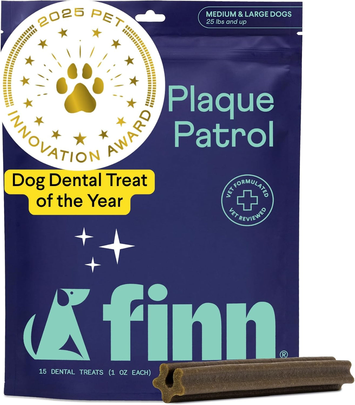 Plaque Patrol Dental Chews - Fights Tartar & Bad Breath - Dogs 25+ lbs