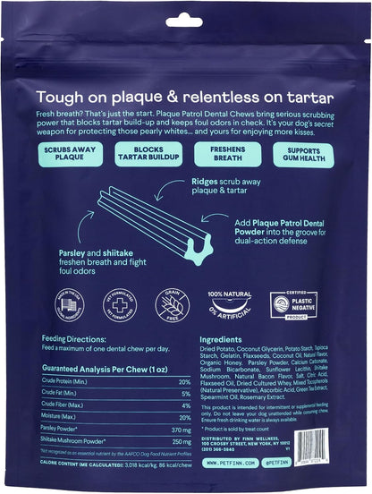 Plaque Patrol Dental Chews - Fights Tartar & Bad Breath - Dogs 25+ lbs