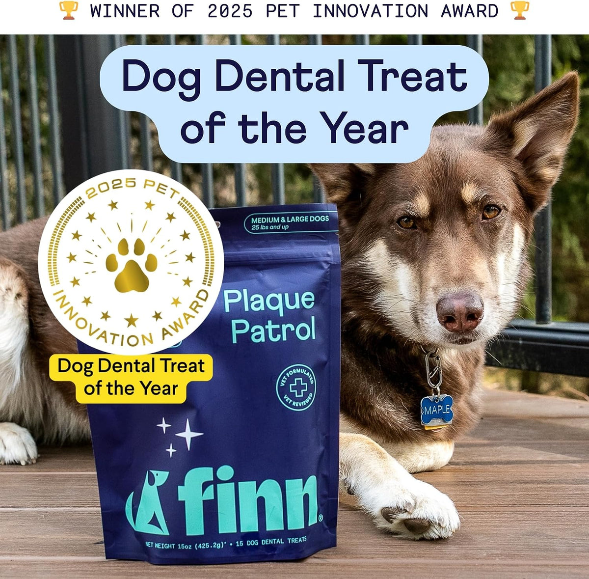 Plaque Patrol Dental Chews - Fights Tartar & Bad Breath - Dogs 25+ lbs