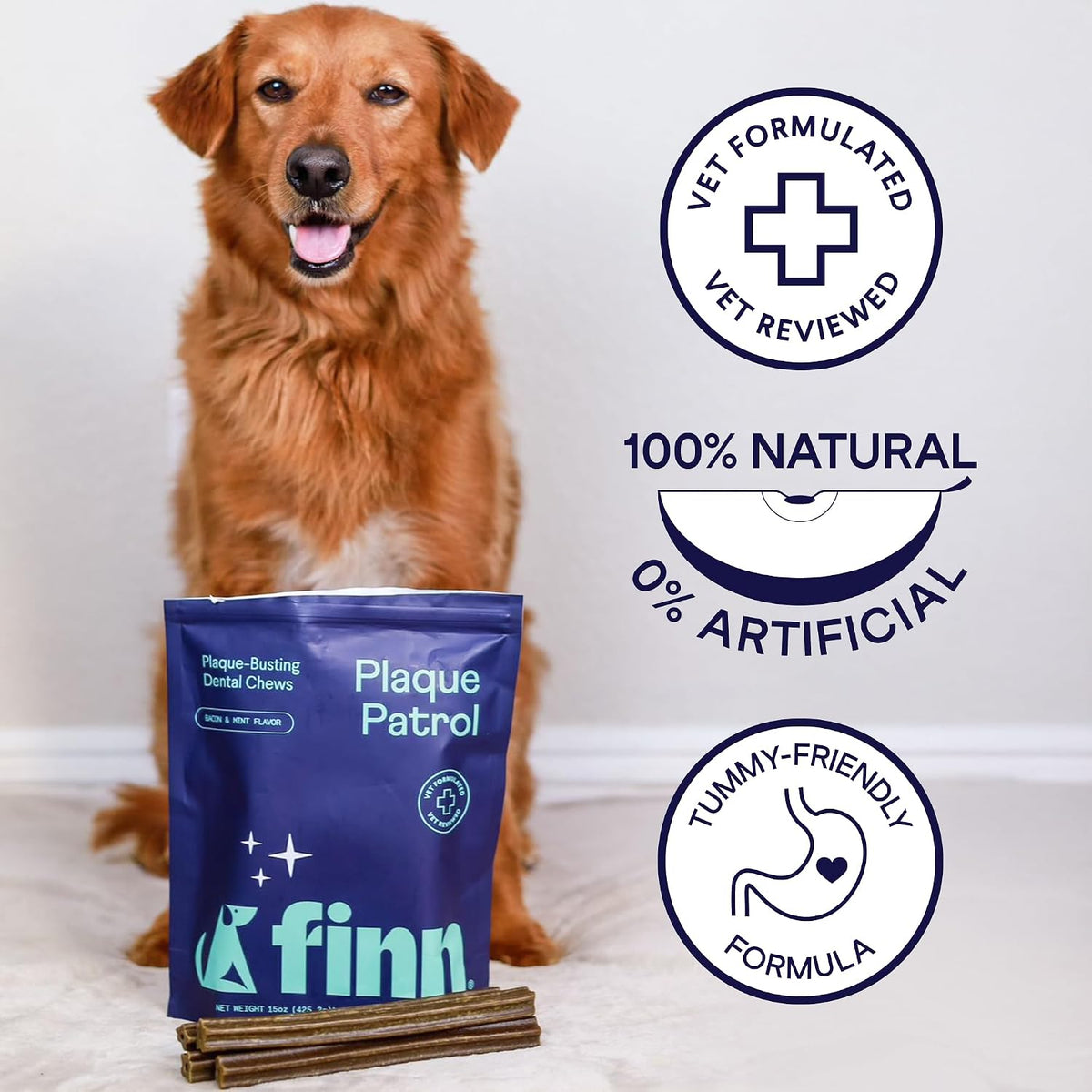 Plaque Patrol Dental Chews - Fights Tartar & Bad Breath - Dogs 25+ lbs