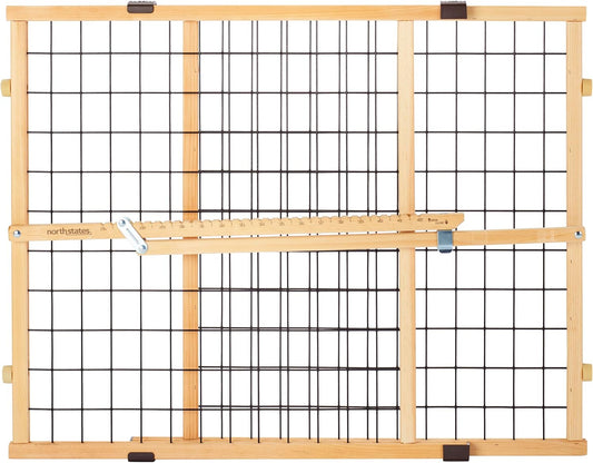 MYPET Wire Mesh Dog Gate: 29.5"-40" Wide, Pressure Mounted with No Tools; Expandable, Durable Pet Gates for Doors and Hallways, 37" Tall, Made with Sustainable Hardwood