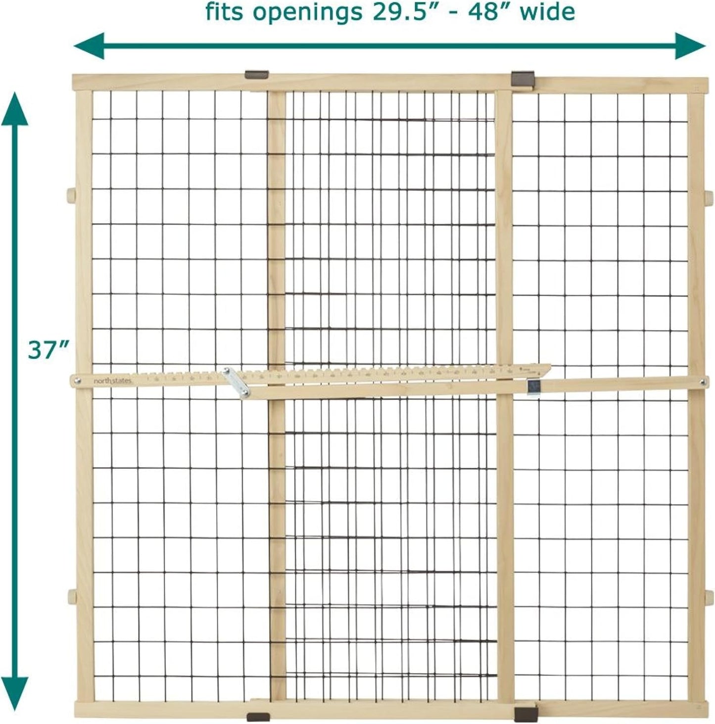 MYPET Wire Mesh Dog Gate: 29.5"-40" Wide, Pressure Mounted with No Tools; Expandable, Durable Pet Gates for Doors and Hallways, 37" Tall, Made with Sustainable Hardwood