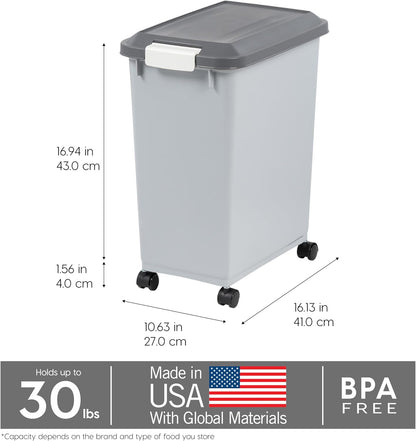 Dog Food Storage Container, Up to 40 lbs, Gray/Dark Gray