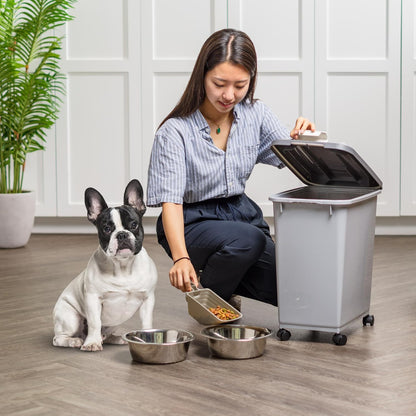 Dog Food Storage Container, Up to 40 lbs, Gray/Dark Gray