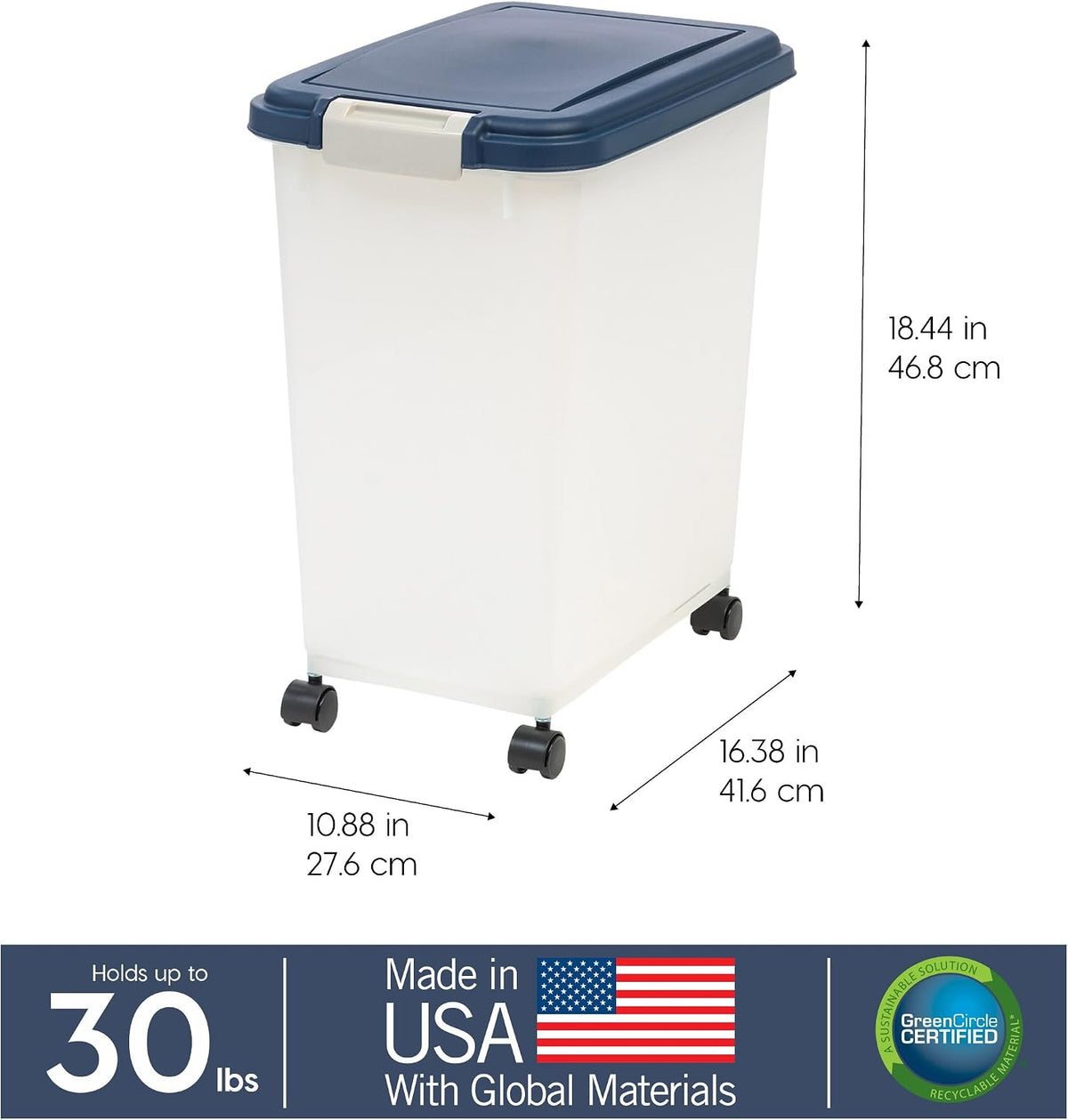 Dog Food Storage Container, Up to 40 lbs, Gray/Dark Gray