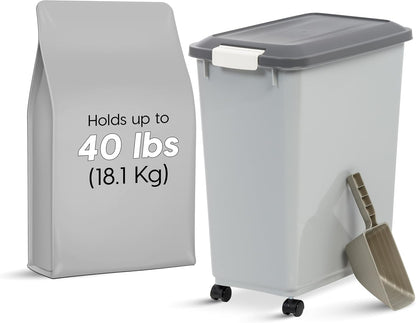 Dog Food Storage Container, Up to 40 lbs, Gray/Dark Gray