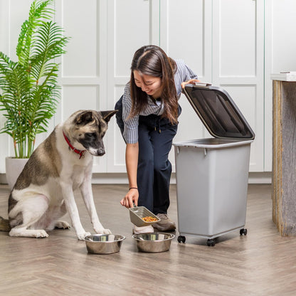 Dog Food Storage Container, Up to 40 lbs, Gray/Dark Gray