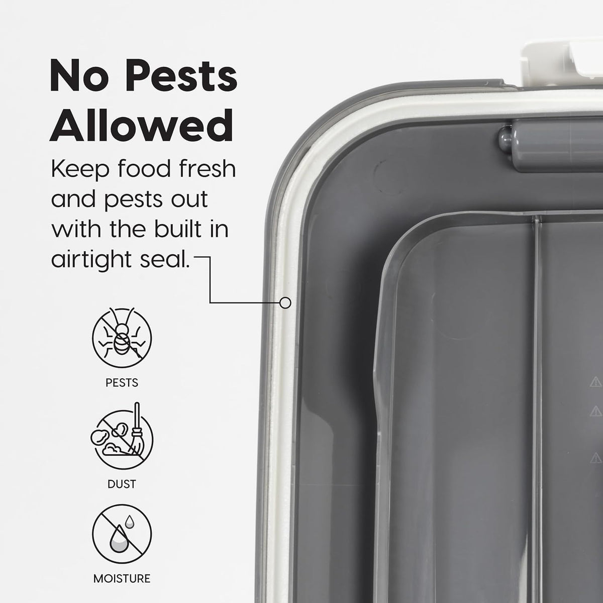 Dog Food Storage Container, Up to 40 lbs, Gray/Dark Gray