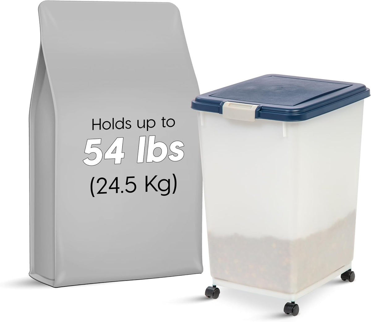 Dog Food Storage Container, Up to 40 lbs, Gray/Dark Gray