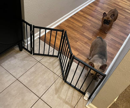 Small Dog Gate Indoor, Up to 48" W Freestanding Pet/Puppy Fence, Black