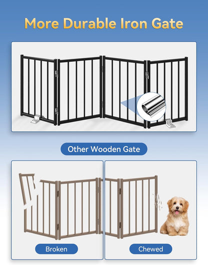 Small Dog Gate Indoor, Up to 48" W Freestanding Pet/Puppy Fence, Black