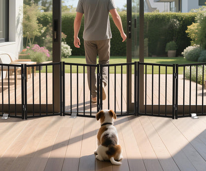 Small Dog Gate Indoor, Up to 48" W Freestanding Pet/Puppy Fence, Black