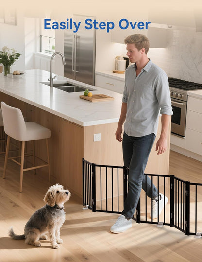 Small Dog Gate Indoor, Up to 48" W Freestanding Pet/Puppy Fence, Black