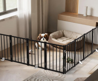 Small Dog Gate Indoor, Up to 48" W Freestanding Pet/Puppy Fence, Black