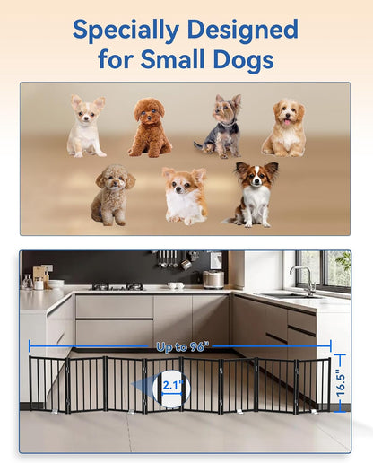 Small Dog Gate Indoor, Up to 48" W Freestanding Pet/Puppy Fence, Black