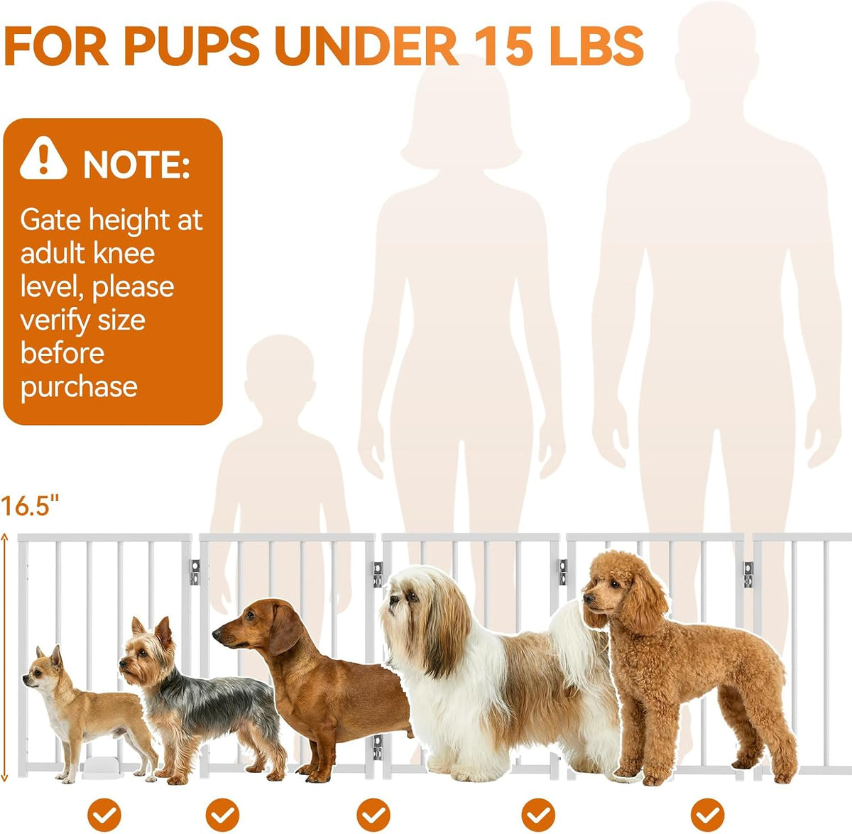 Small Dog Gate Indoor, Up to 48" W Freestanding Pet/Puppy Fence, Black