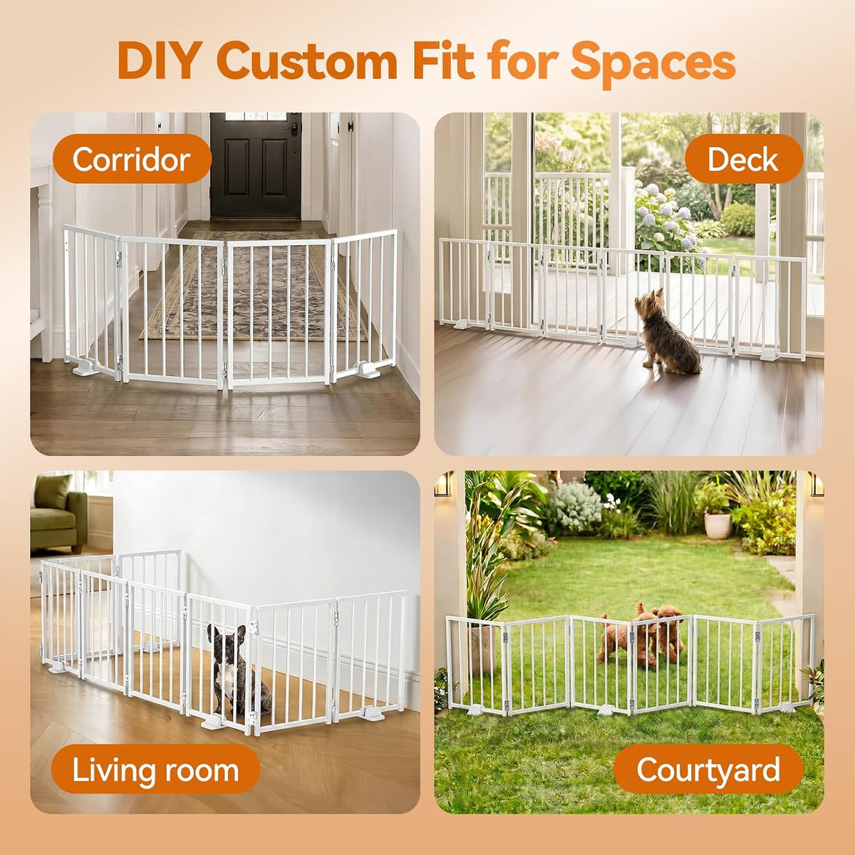 Small Dog Gate Indoor, Up to 48" W Freestanding Pet/Puppy Fence, Black
