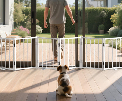Small Dog Gate Indoor, Up to 48" W Freestanding Pet/Puppy Fence, Black