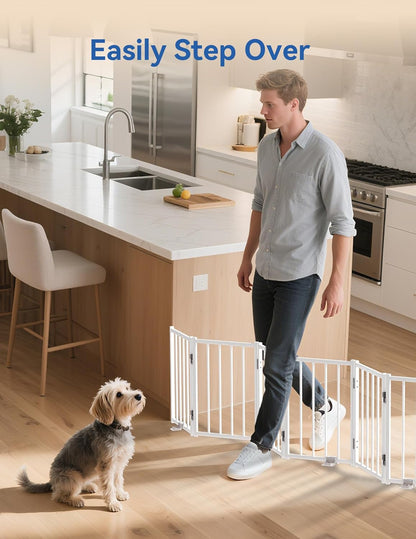 Small Dog Gate Indoor, Up to 48" W Freestanding Pet/Puppy Fence, Black