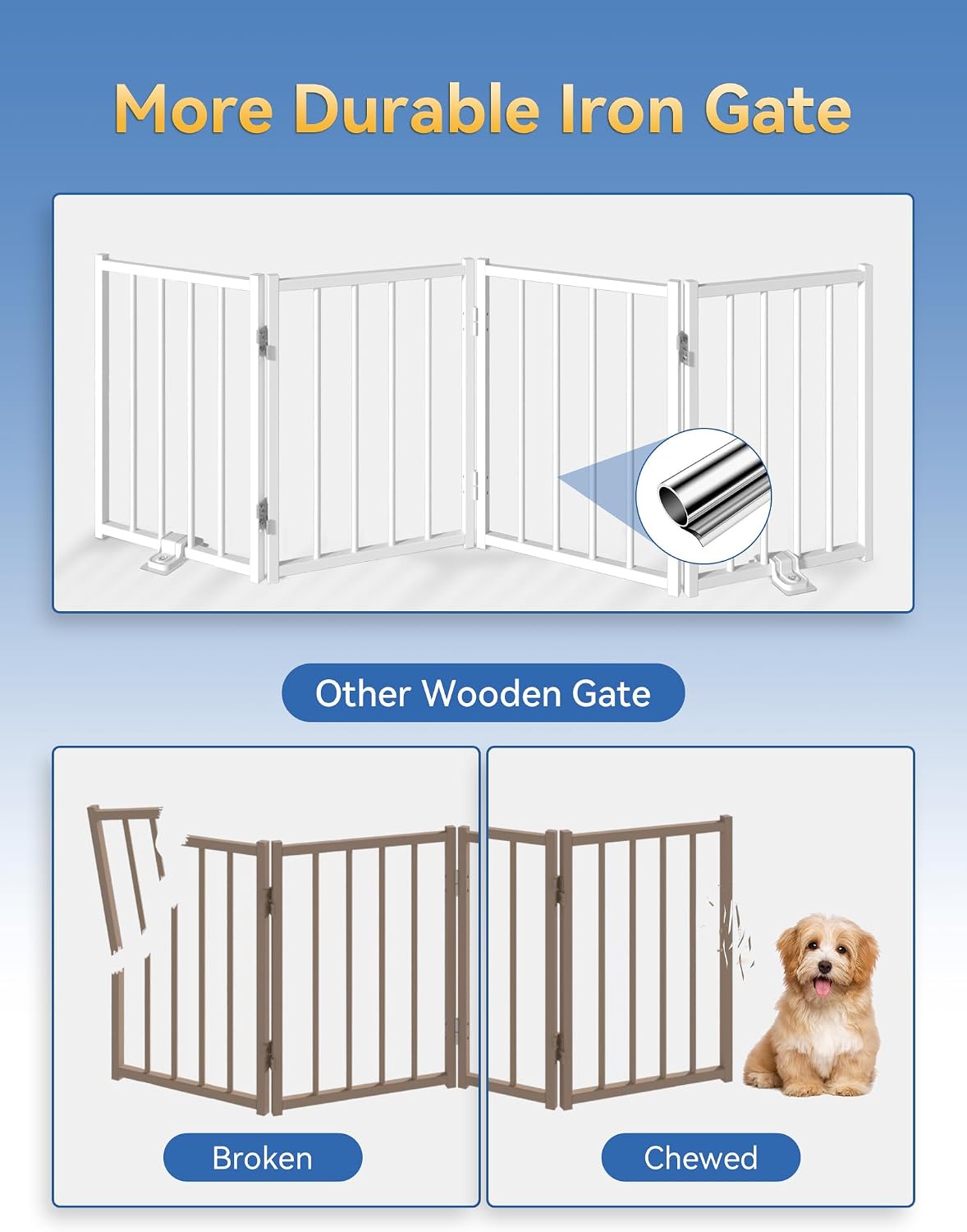Small Dog Gate Indoor, Up to 48" W Freestanding Pet/Puppy Fence, Black