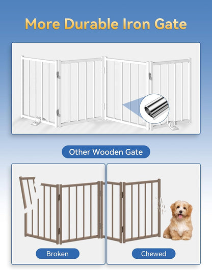 Small Dog Gate Indoor, Up to 48" W Freestanding Pet/Puppy Fence, Black