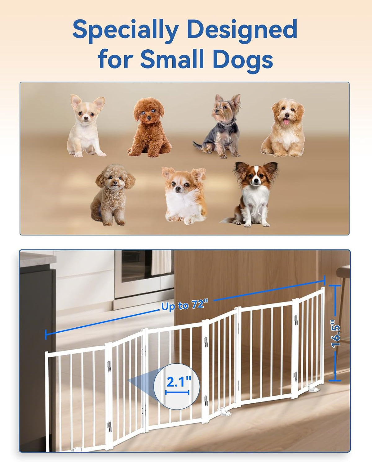 Small Dog Gate Indoor, Up to 48" W Freestanding Pet/Puppy Fence, Black