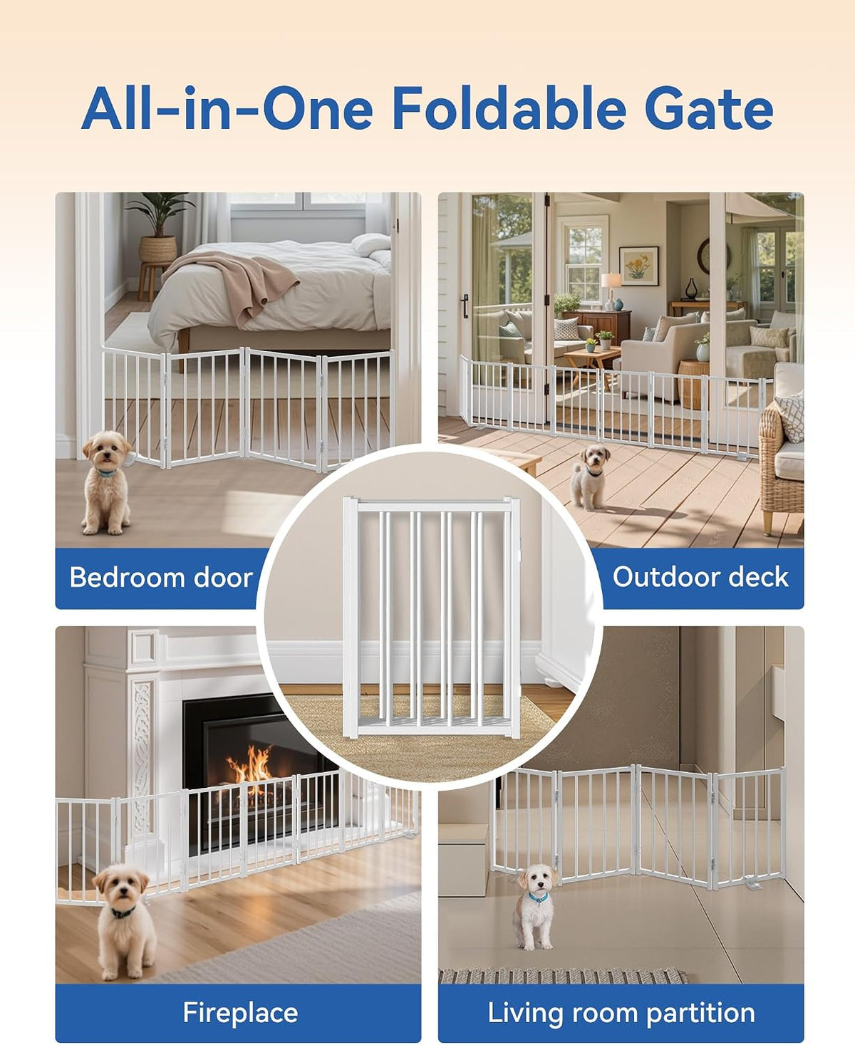 Small Dog Gate Indoor, Up to 48" W Freestanding Pet/Puppy Fence, Black
