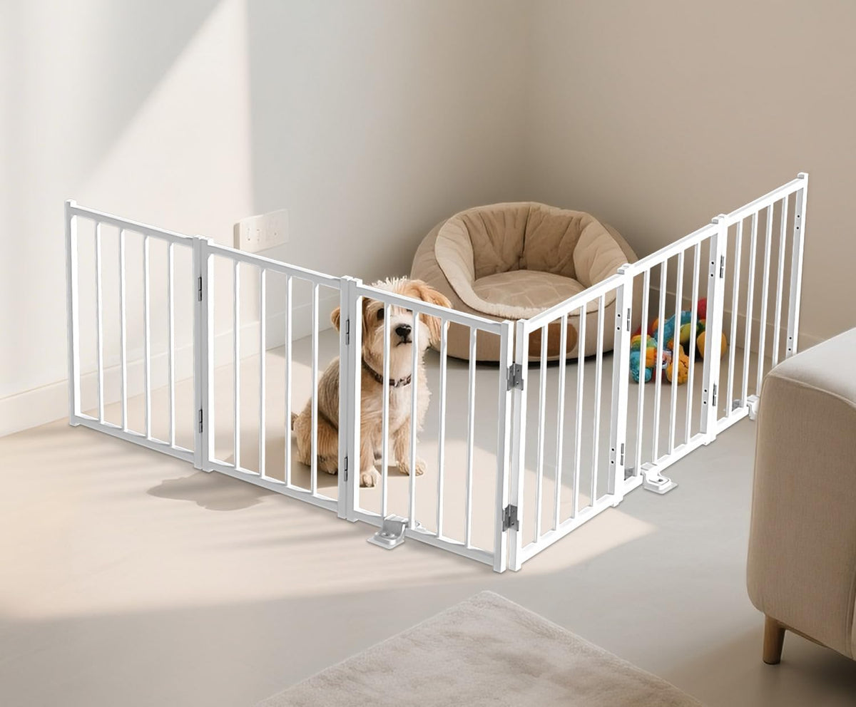 Small Dog Gate Indoor, Up to 48" W Freestanding Pet/Puppy Fence, Black