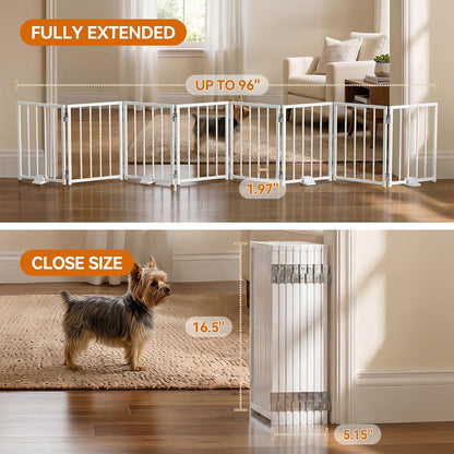 Small Dog Gate Indoor, Up to 48" W Freestanding Pet/Puppy Fence, Black