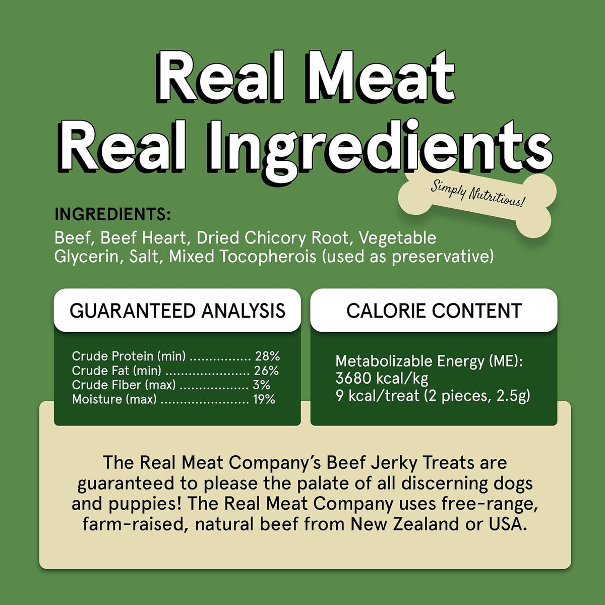 TRMC Real Meat Dog Treats - 12oz Bag of Bite-Sized Air-Dried Beef Jerky for Dogs - Grain-Free Jerky Dog Treats Made up of 95% Free-Range, Grass Fed Beef - All-Natural High Protein Dog Treats