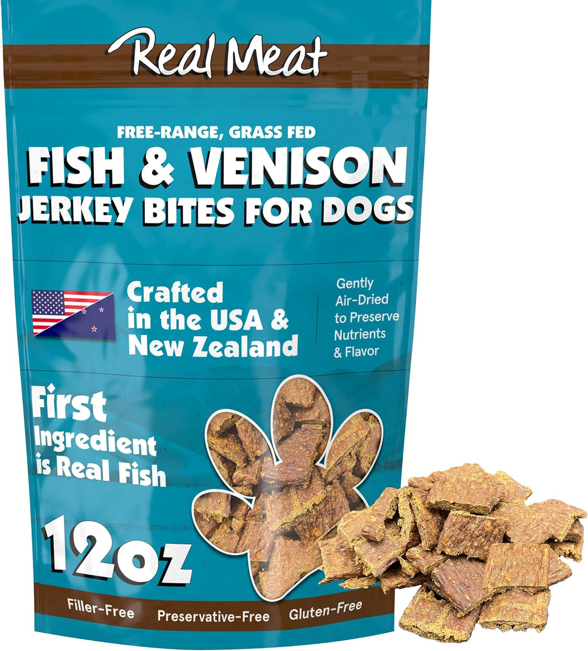 TRMC Real Meat Dog Treats - 12oz Bag of Bite-Sized Air-Dried Beef Jerky for Dogs - Grain-Free Jerky Dog Treats Made up of 95% Free-Range, Grass Fed Beef - All-Natural High Protein Dog Treats