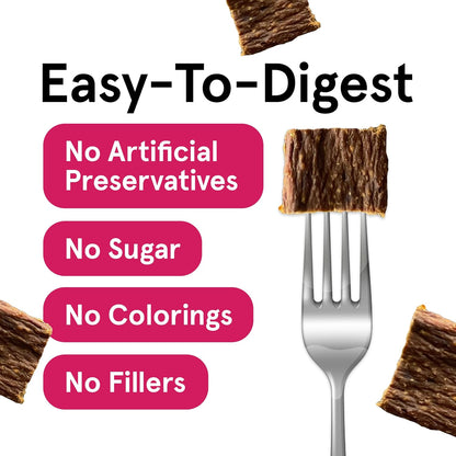 TRMC Real Meat Dog Treats - 12oz Bag of Bite-Sized Air-Dried Beef Jerky for Dogs - Grain-Free Jerky Dog Treats Made up of 95% Free-Range, Grass Fed Beef - All-Natural High Protein Dog Treats