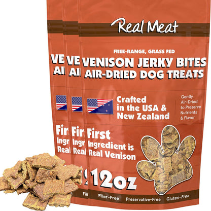 TRMC Real Meat Dog Treats - 12oz Bag of Bite-Sized Air-Dried Beef Jerky for Dogs - Grain-Free Jerky Dog Treats Made up of 95% Free-Range, Grass Fed Beef - All-Natural High Protein Dog Treats