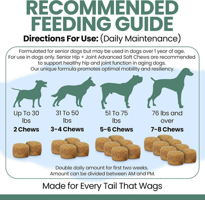 Glucosamine for Senior Dogs Hip and Joint Supplement, 60 Mobility Chews