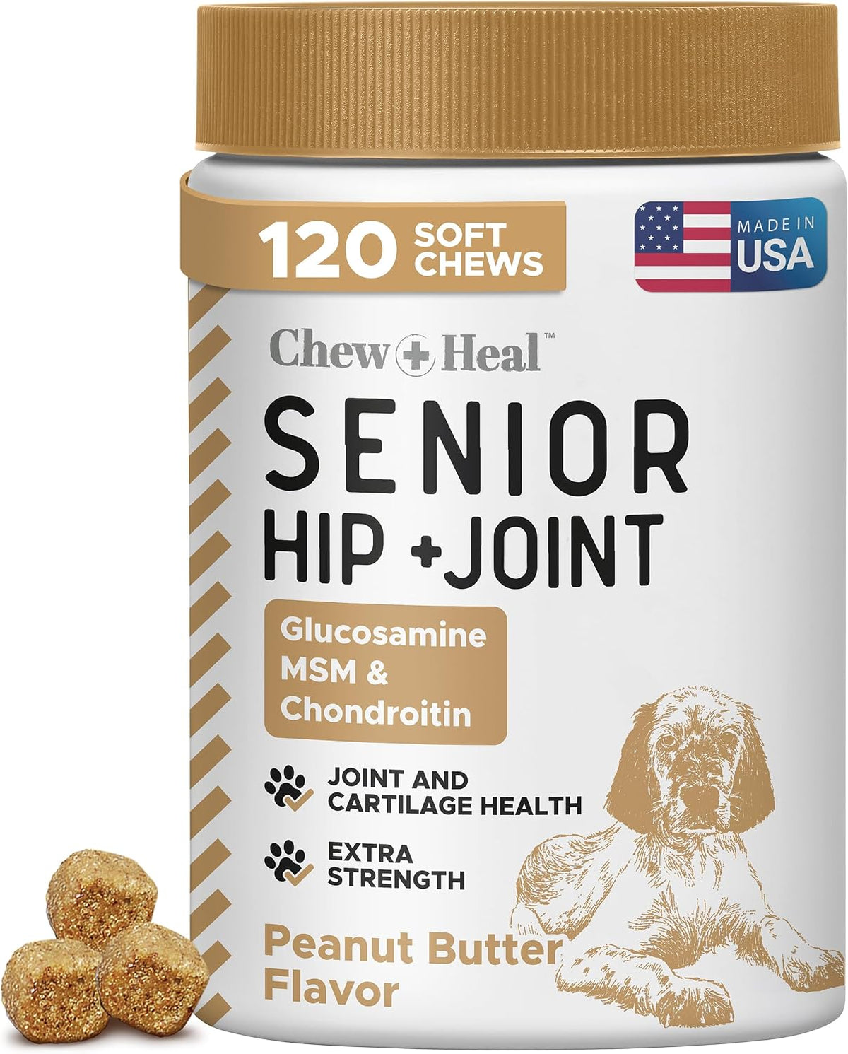 Glucosamine for Senior Dogs Hip and Joint Supplement, 60 Mobility Chews