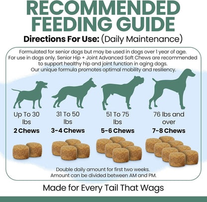 Glucosamine for Senior Dogs Hip and Joint Supplement, 60 Mobility Chews