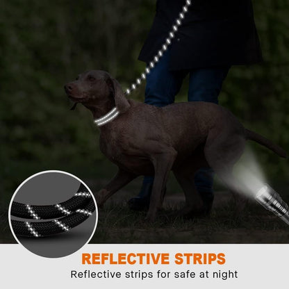 Rope Dog Leash for Medium Large Dogs, 6 FT Padded Handle, Black