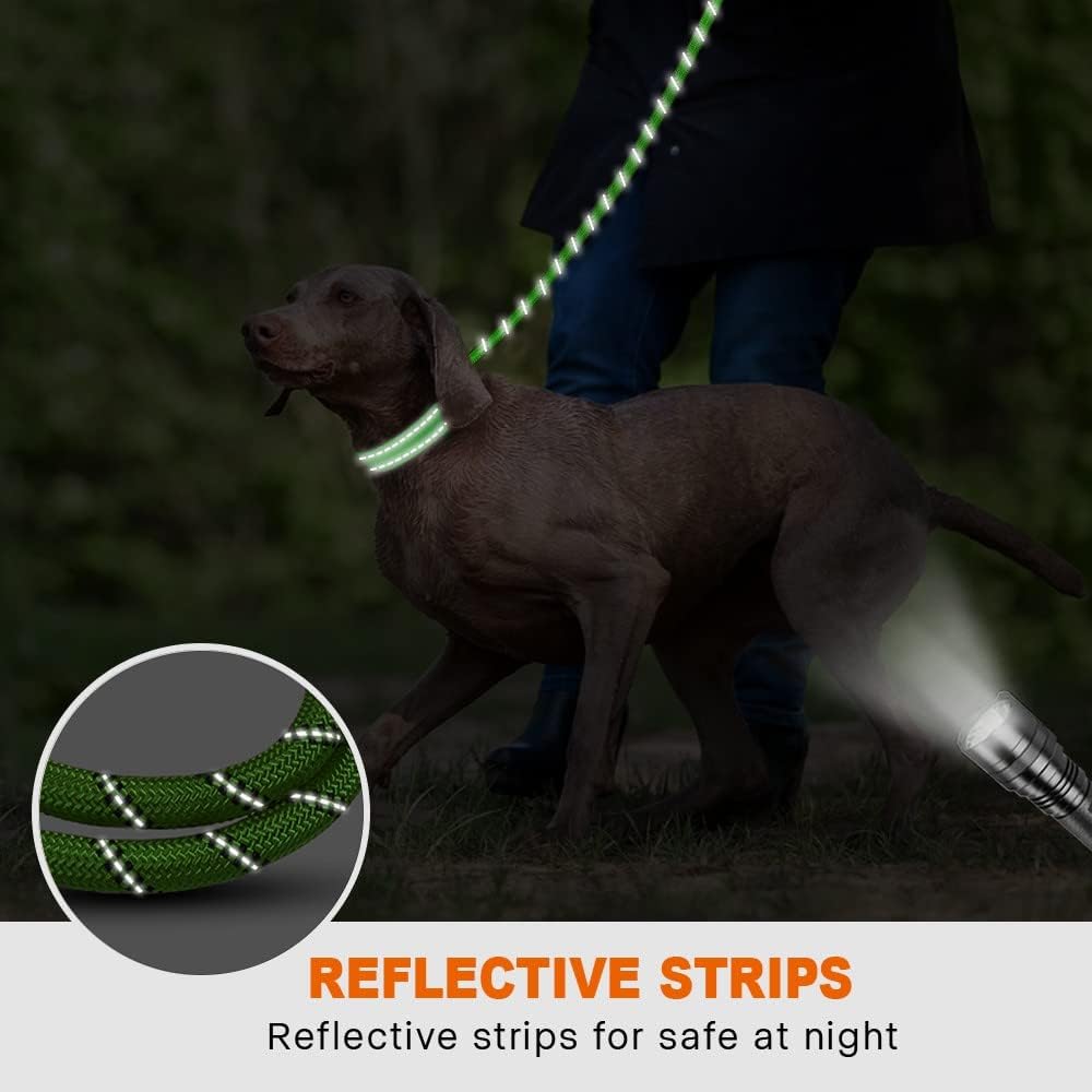Rope Dog Leash for Medium Large Dogs, 6 FT Padded Handle, Black