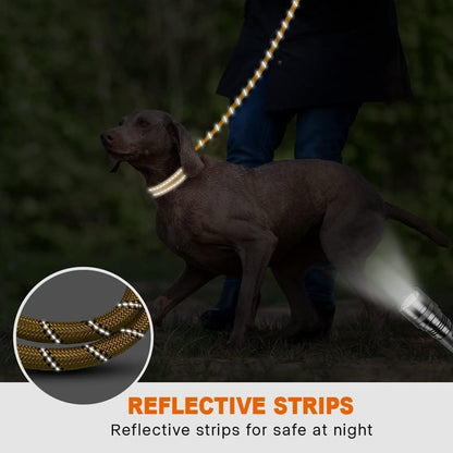 Rope Dog Leash for Medium Large Dogs, 6 FT Padded Handle, Black