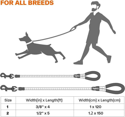 Rope Dog Leash for Medium Large Dogs, 6 FT Padded Handle, Black