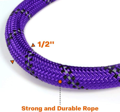 Rope Dog Leash for Medium Large Dogs, 6 FT Padded Handle, Black