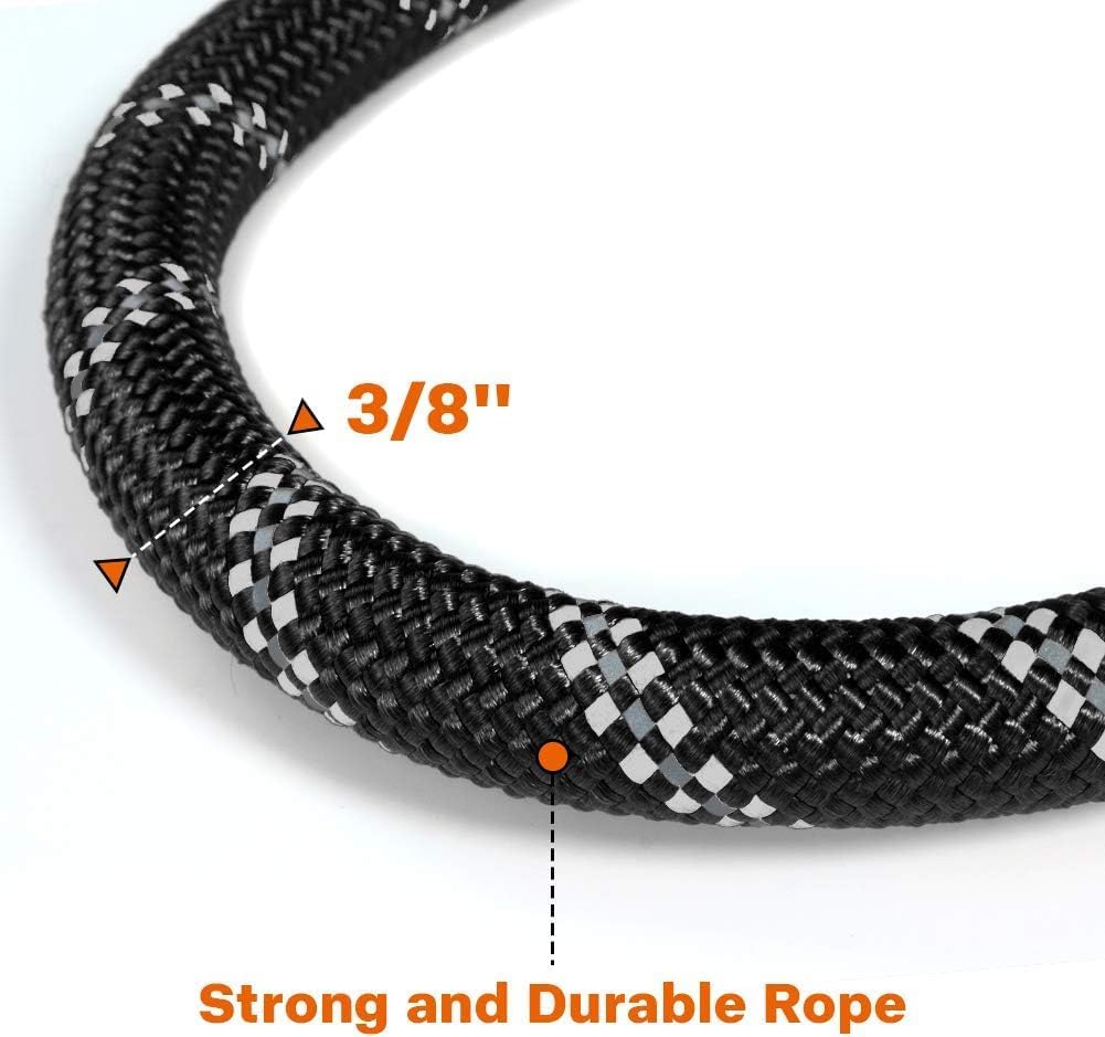 Rope Dog Leash for Medium Large Dogs, 6 FT Padded Handle, Black