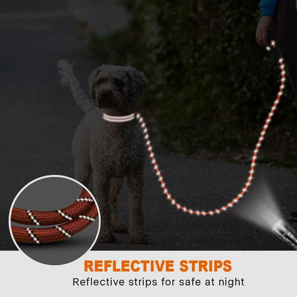 Rope Dog Leash for Medium Large Dogs, 6 FT Padded Handle, Black