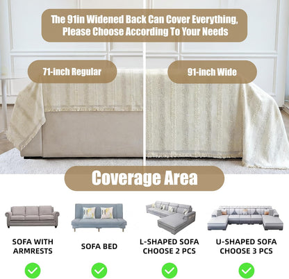 Couch Cover for Dogs Washable Sofa Cover, Sectional Couch Covers, Sofa Covers for 2 Cushion Couch, Non Slip Stripe Sofa Slipcovers Furniture Protector (Beige, 71x102)