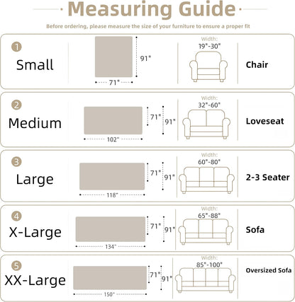 Couch Cover for Dogs Washable Sofa Cover, Sectional Couch Covers, Sofa Covers for 2 Cushion Couch, Non Slip Stripe Sofa Slipcovers Furniture Protector (Beige, 71x102)