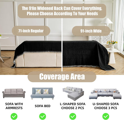 Couch Cover for Dogs Washable Sofa Cover, Sectional Couch Covers, Sofa Covers for 2 Cushion Couch, Non Slip Stripe Sofa Slipcovers Furniture Protector (Beige, 71x102)