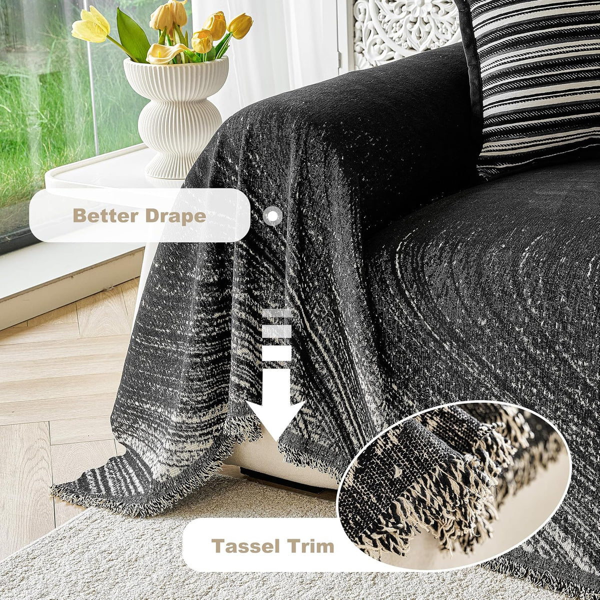 Couch Cover for Dogs Washable Sofa Cover, Sectional Couch Covers, Sofa Covers for 2 Cushion Couch, Non Slip Stripe Sofa Slipcovers Furniture Protector (Beige, 71x102)